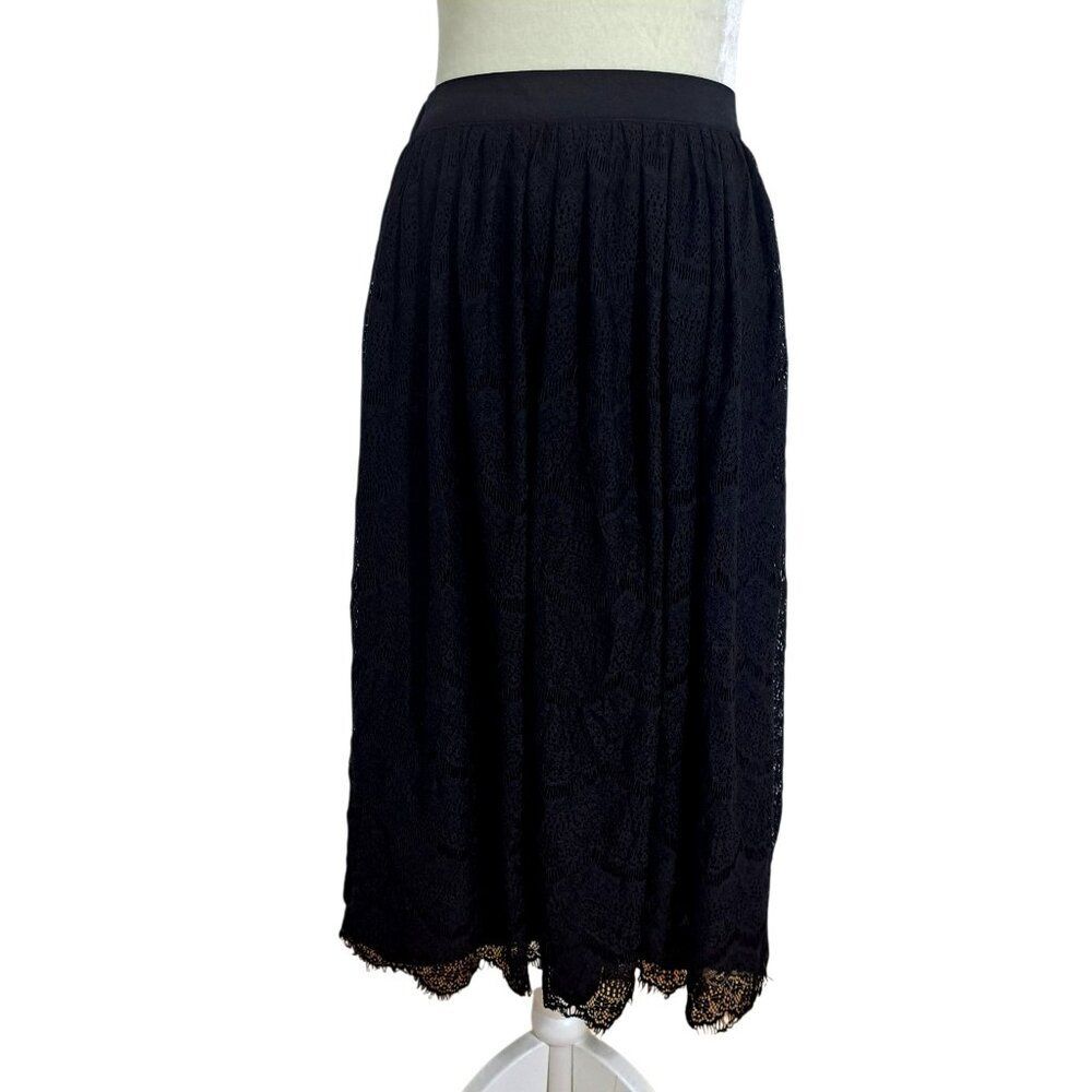 Eloquii Women's Black Lace Witchcore Casual  Midi Skirt Elastic Waist 14/16